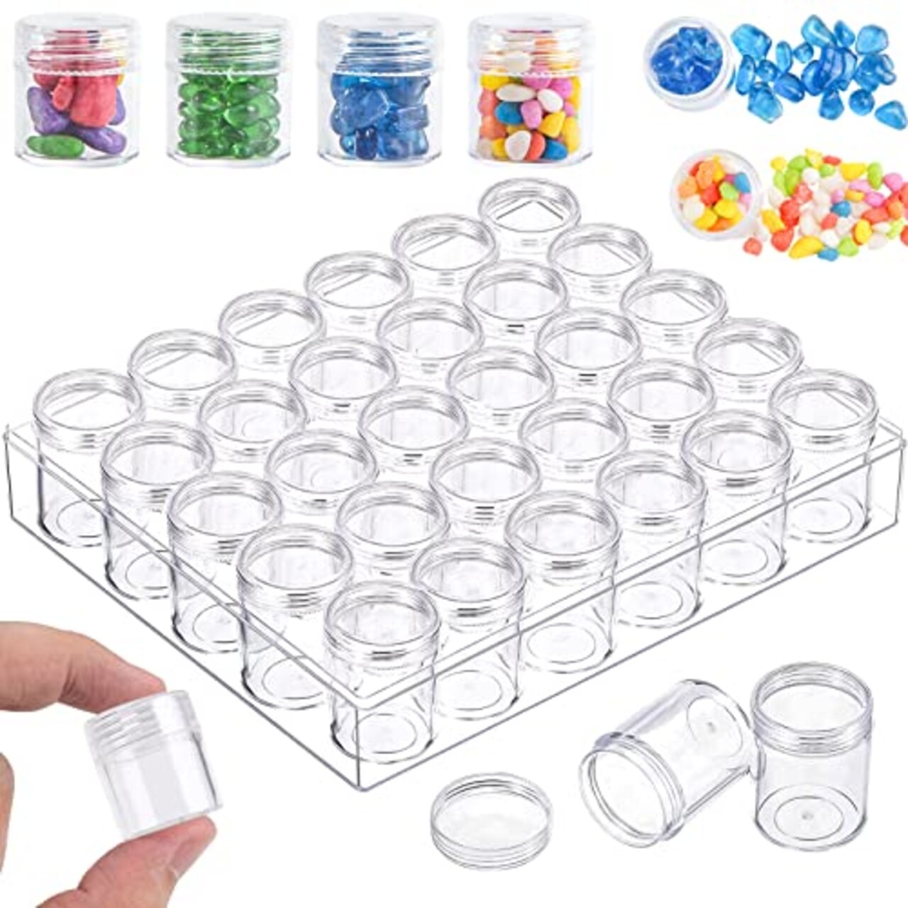 BigOtters Diamond Painting Storage Containers, Portable Bead Storage Organizer with Lids Bead Organizer Small Diamond Painting Containers Glitter Containers for Crafts, Jewelry, 6.3 X 5.3 X 1.4inch